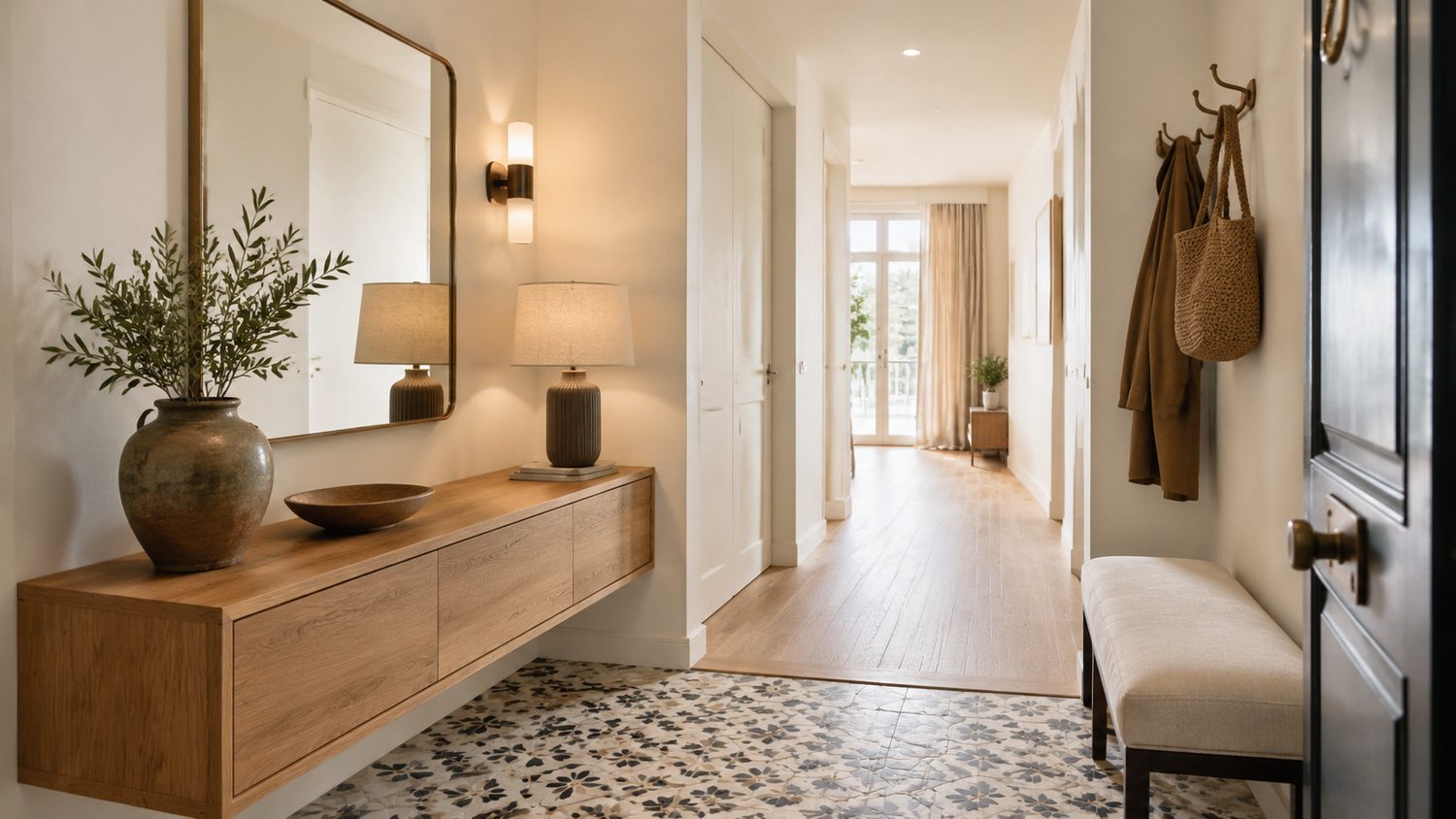 Mueble de recibidor a medida con espejo instalado